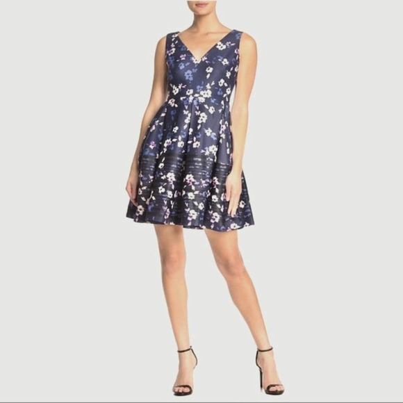 Taylor Pocket Scuba Dress Navy Floral Fit & Flare - Picture 6 of 6